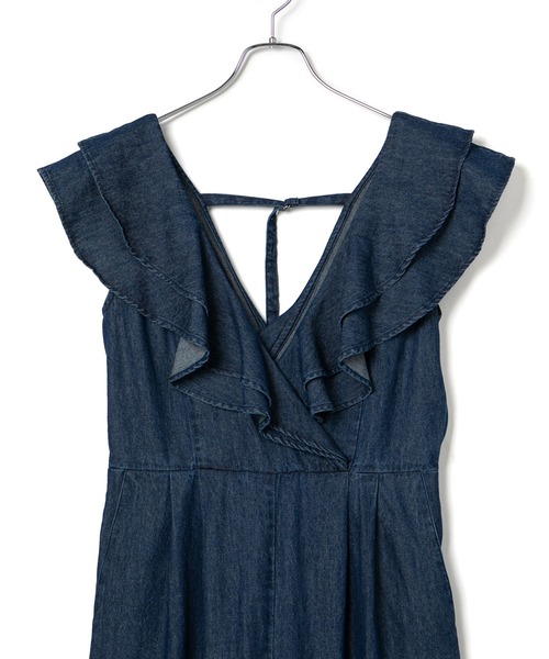 VIS（ビス）の「【洗える】フリル付きデニムオールインワン（つなぎ/オールインワン・レディース・ブラック/ブルー系その他4・M/S）」の17枚目の写真