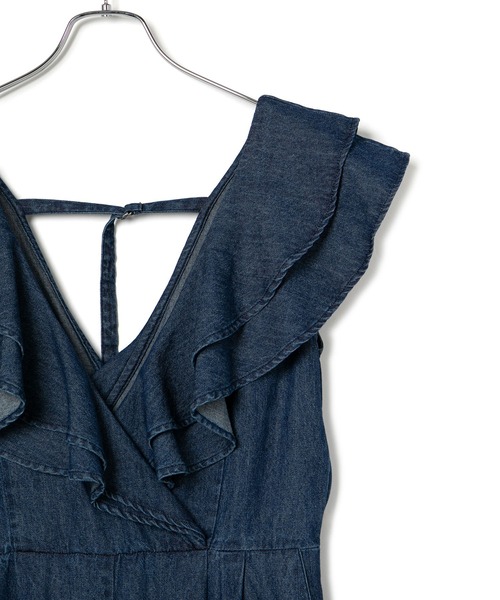 VIS（ビス）の「【洗える】フリル付きデニムオールインワン（つなぎ/オールインワン・レディース・ブラック/ブルー系その他4・M/S）」の18枚目の写真