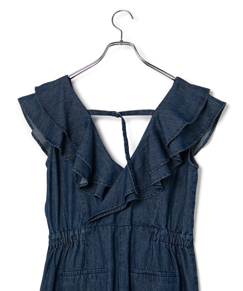 VIS（ビス）の「【洗える】フリル付きデニムオールインワン（つなぎ/オールインワン・レディース・ブラック/ブルー系その他4・M/S）」の21枚目の写真