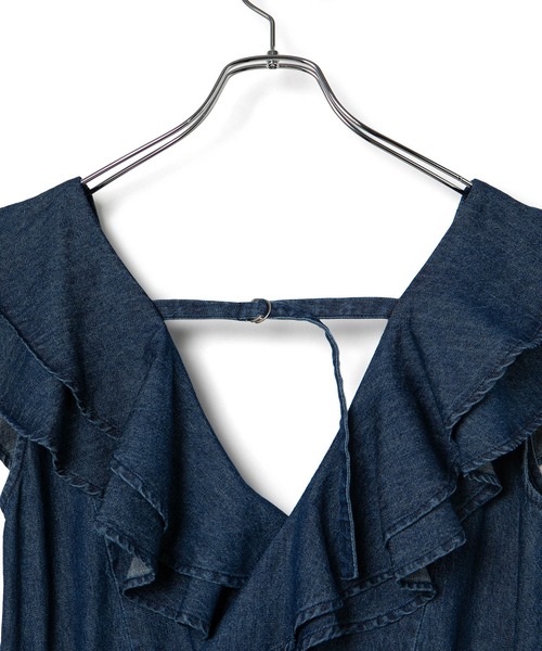 VIS（ビス）の「【洗える】フリル付きデニムオールインワン（つなぎ/オールインワン・レディース・ブラック/ブルー系その他4・M/S）」の22枚目の写真