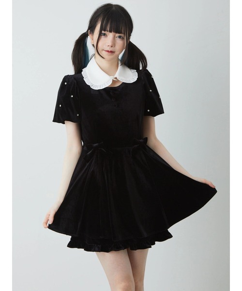 Ank Rouge（アンクルージュ）の「ベロアビジューコンビネゾン（ワンピース・レディース・ブルー/ブラック/レッド・M）」の9枚目の写真