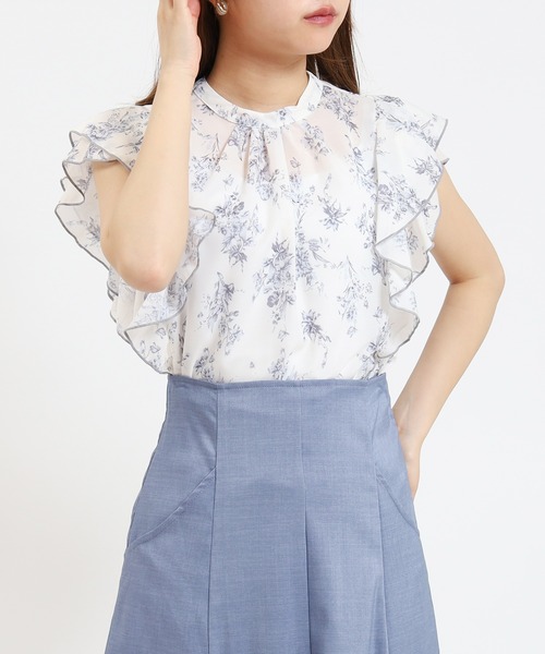 ASTORIA ODIER(アストリアオディール)の「花柄シアーブラウス(シャツ/ブラウス・レディース・ブラック/ホワイト・MEDIUM)」の1枚目の写真