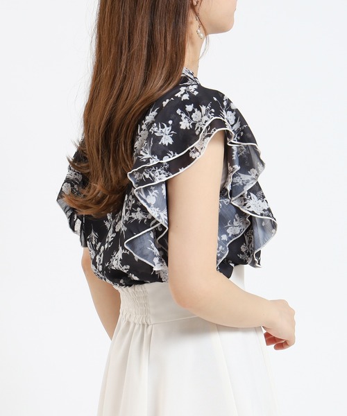 ASTORIA ODIER(アストリアオディール)の「花柄シアーブラウス(シャツ/ブラウス・レディース・ブラック/ホワイト・MEDIUM)」の7枚目の写真