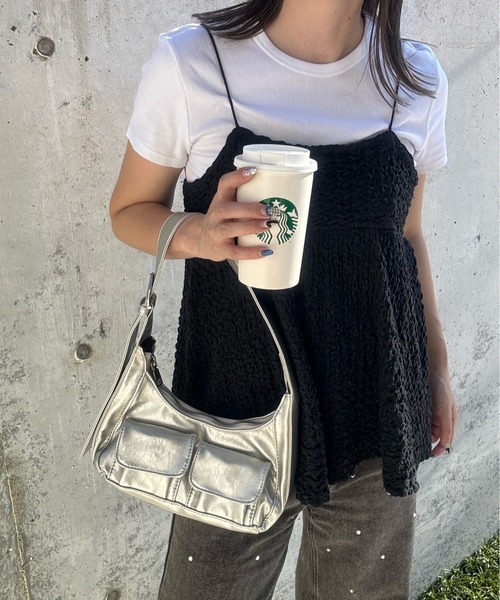 y/m by misato（イムバイミサト）の「2ポケットショルダーバッグ（ショルダーバッグ・レディース・シルバー/ブラック・FREE）」の12枚目の写真