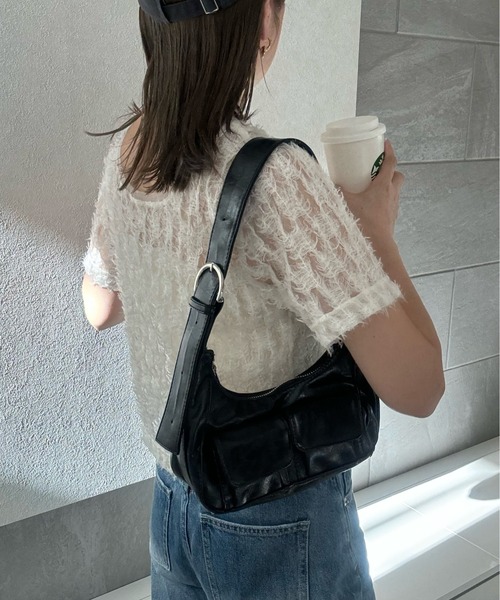 y/m by misato（イムバイミサト）の「2ポケットショルダーバッグ（ショルダーバッグ・レディース・シルバー/ブラック・FREE）」の3枚目の写真