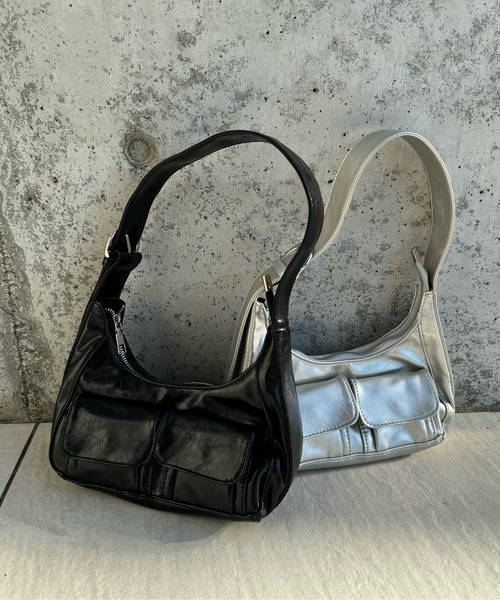 y/m by misato（イムバイミサト）の「2ポケットショルダーバッグ（ショルダーバッグ・レディース・シルバー/ブラック・FREE）」の8枚目の写真