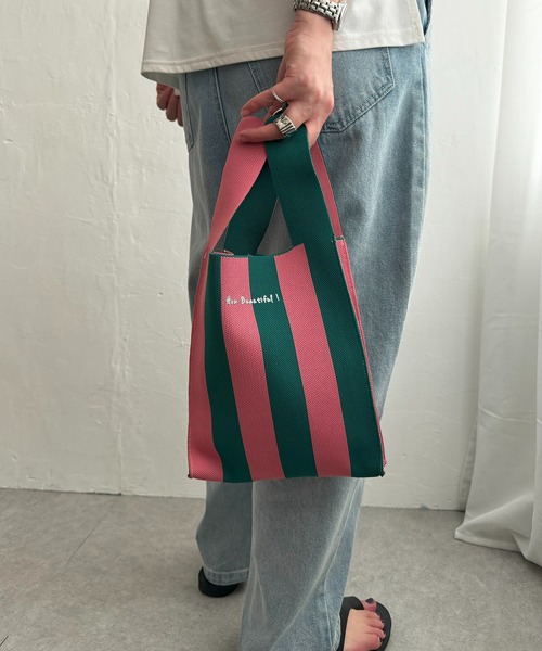 LBC（エルビーシー）の「ストライプニットバッグ（ショルダーバッグ・レディース・ピンク/イエロー/パープル・FREE）」の10枚目の写真