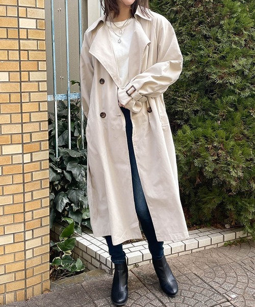 GORGE(ゴージ)の「《キャンディ袖×BIGシルエット》レディース トレンチコート ロング丈 ライトアウター 春秋(トレンチコート・レディース・ベージュ/ライトベージュ/グレイッシュベージュ・M)」の2枚目の写真