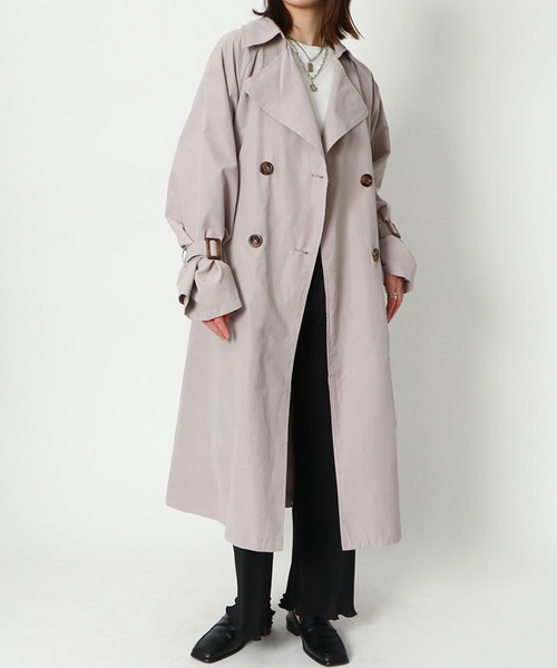 GORGE(ゴージ)の「《キャンディ袖×BIGシルエット》レディース トレンチコート ロング丈 ライトアウター 春秋(トレンチコート・レディース・ベージュ/ライトベージュ/グレイッシュベージュ・M)」の3枚目の写真