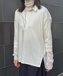 スキッパーネックハーフスリーブプルオーバー -手洗い可-