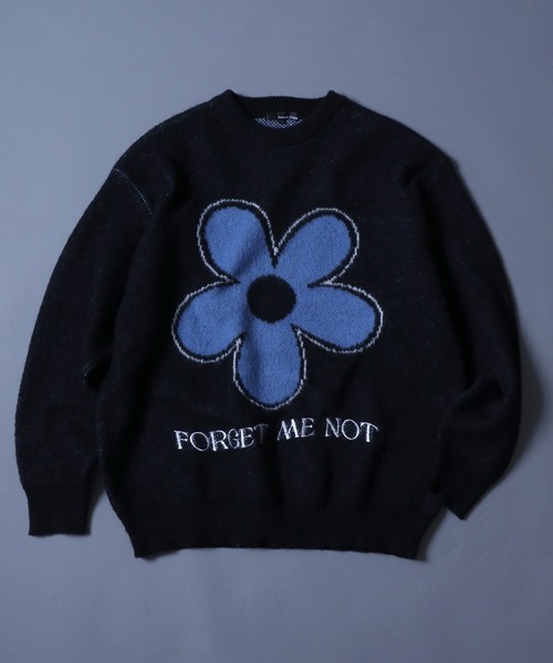 ANPAS(アンパス)の「Flower Jacquard Pullover Knit/フラワー ジャガード プルオーバー ニット(ニット/セーター・メンズ・ホワイト/ブラック/ネイビー・M/L)」の1枚目の写真