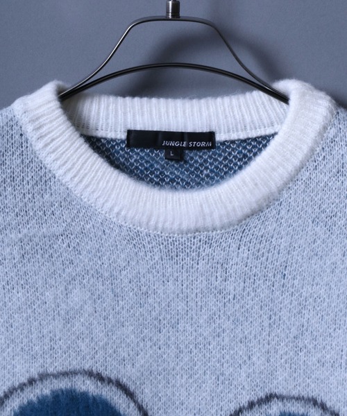 ANPAS(アンパス)の「Flower Jacquard Pullover Knit/フラワー ジャガード プルオーバー ニット(ニット/セーター・メンズ・ホワイト/ブラック/ネイビー・M/L)」の4枚目の写真
