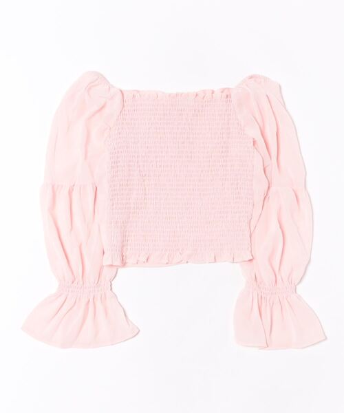 Nia(ニア)の「Nia(ニア)/シースルーボリュームフリルブラウス(シャツ/ブラウス・レディース・ピンク/ホワイト・LARGE/MEDIUM/SMALL)」の5枚目の写真