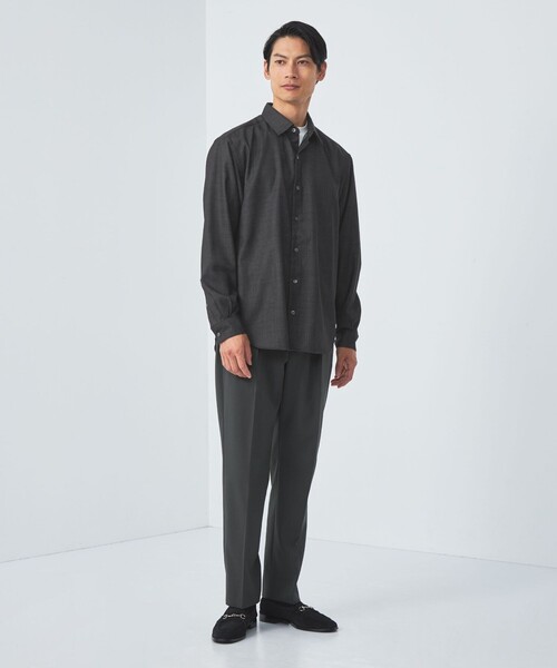 green label relaxing（グリーンレーベルリラクシング）の「TW ツイル デニムライク オーバーシャツ -ハンドウォッシャブル・ストレッチ-（シャツ/ブラウス・メンズ・ネイビー/ブラック・L/M/S/XL）」の4枚目の写真