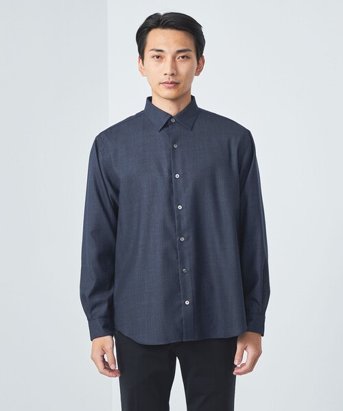 green label relaxing（グリーンレーベルリラクシング）の「TW ツイル デニムライク オーバーシャツ -ハンドウォッシャブル・ストレッチ-（シャツ/ブラウス・メンズ・ネイビー/ブラック・L/M/S/XL）」の5枚目の写真