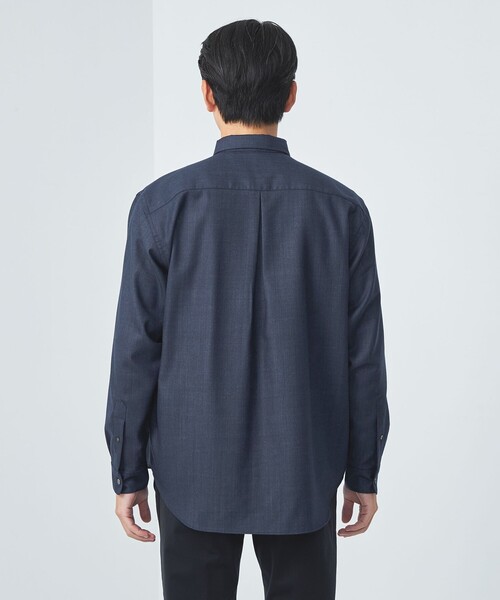 green label relaxing（グリーンレーベルリラクシング）の「TW ツイル デニムライク オーバーシャツ -ハンドウォッシャブル・ストレッチ-（シャツ/ブラウス・メンズ・ネイビー/ブラック・L/M/S/XL）」の7枚目の写真