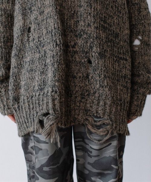 SUWDEE（スーディー）の「damage knit（ニット/セーター・レディース・グリーン/チャコールグレー・FREE）」の17枚目の写真