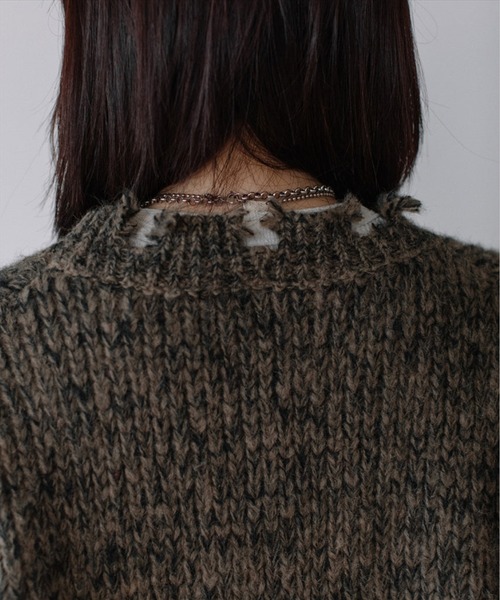 SUWDEE（スーディー）の「damage knit（ニット/セーター・レディース・グリーン/チャコールグレー・FREE）」の18枚目の写真
