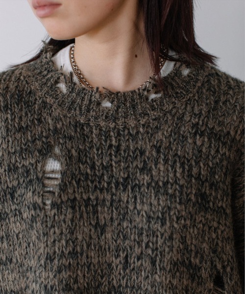 SUWDEE（スーディー）の「damage knit（ニット/セーター・レディース・グリーン/チャコールグレー・FREE）」の19枚目の写真