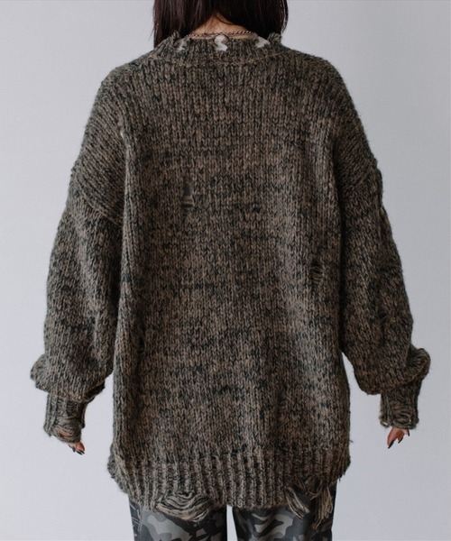 SUWDEE（スーディー）の「damage knit（ニット/セーター・レディース・グリーン/チャコールグレー・FREE）」の13枚目の写真