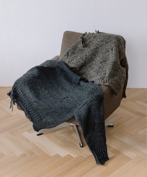 SUWDEE（スーディー）の「damage knit（ニット/セーター・レディース・グリーン/チャコールグレー・FREE）」の20枚目の写真