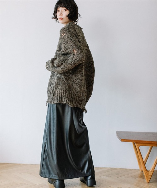 SUWDEE（スーディー）の「damage knit（ニット/セーター・レディース・グリーン/チャコールグレー・FREE）」の10枚目の写真