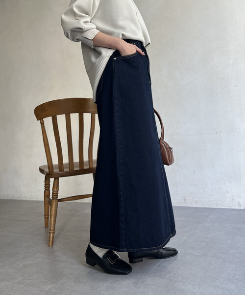 デニムロングスカート（スカート）｜Chez toi（シェトワ）の