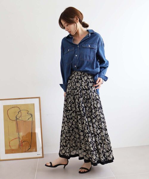 le.coeur blanc（ルクールブラン）の「Fanaka ビンテージモチーフプリントスカート（スカート・レディース・ベージュ系その他2/ブラック系その他・38）」の15枚目の写真