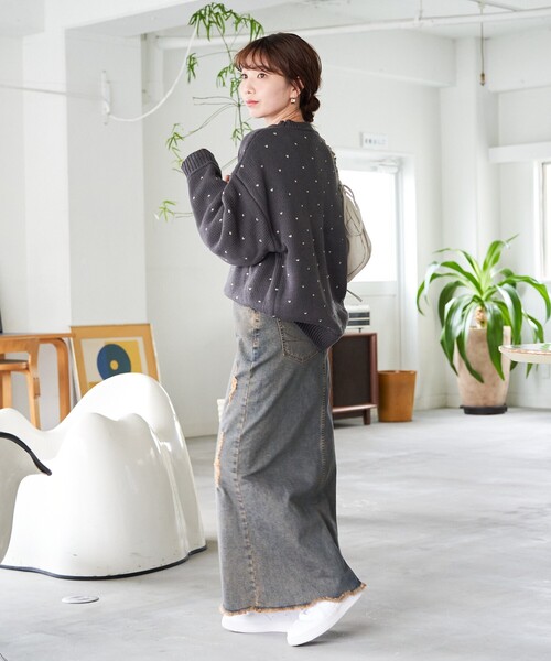 FREAK'S STORE(フリークスストア)の「限定展開 ミニハート ジャガード プルオーバー(ニット/セーター・レディース・チャコールグレー/オフホワイト/ネイビー/ベージュ・フリ-)」の9枚目の写真