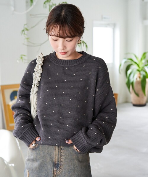 FREAK'S STORE(フリークスストア)の「限定展開 ミニハート ジャガード プルオーバー(ニット/セーター・レディース・チャコールグレー/オフホワイト/ネイビー/ベージュ・フリ-)」の13枚目の写真