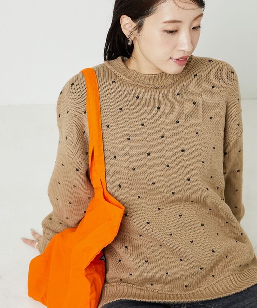 FREAK'S STORE(フリークスストア)の「限定展開 ミニハート ジャガード プルオーバー(ニット/セーター・レディース・チャコールグレー/オフホワイト/ネイビー/ベージュ・フリ-)」の6枚目の写真