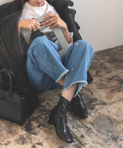 DONOBAN（ドノバン）の「スクエアトゥローブーツ（ブーツ・レディース・アイボリー/ブラック/ブラウン・M/S/LL/L）」の13枚目の写真