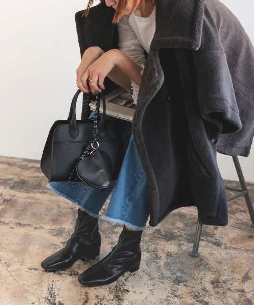 DONOBAN（ドノバン）の「スクエアトゥローブーツ（ブーツ・レディース・アイボリー/ブラック/ブラウン・M/S/LL/L）」の14枚目の写真