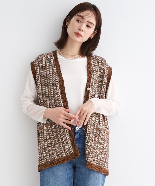 【セール】【洗える／映え】ツイーディーニットジレ（ベスト）｜INDIVI（インディヴィ）