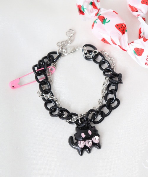 セール】ABETTOR Y2K 小悪魔黒猫2連ブレスレッド（ブレスレット