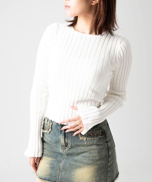 A'GEM/9 × .kom 『.KOM/ドットケーオーエム』 クロップバックリボントップス（ニット/セーター）｜.KOM（ドットコム）