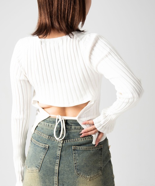 A'GEM/9 × .kom 『.KOM/ドットケーオーエム』 クロップバックリボントップス（ニット/セーター）｜.KOM（ドットコム）