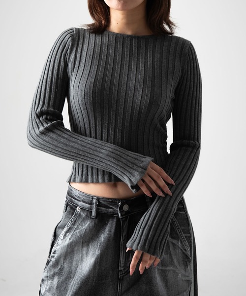 A'GEM/9 × .kom 『.KOM/ドットケーオーエム』 クロップバックリボントップス（ニット/セーター）｜.KOM（ドットコム）