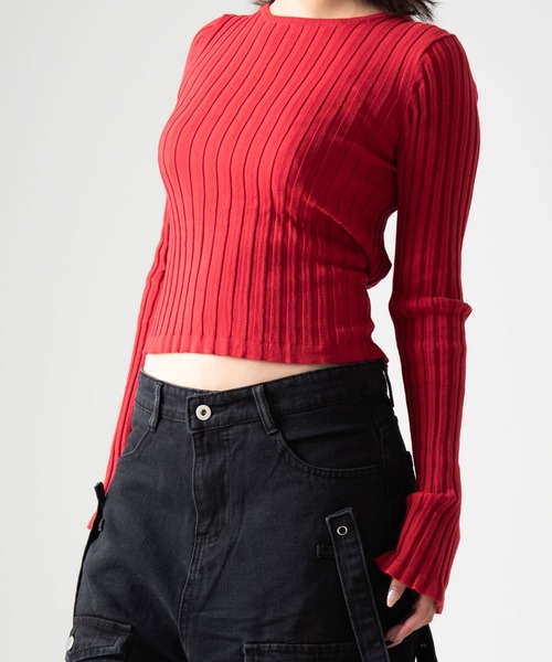 A'GEM/9 × .kom 『.KOM/ドットケーオーエム』 クロップバックリボントップス（ニット/セーター）｜.KOM（ドットコム）