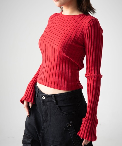 A'GEM/9 × .kom 『.KOM/ドットケーオーエム』 クロップバックリボントップス（ニット/セーター）｜.KOM（ドットコム）