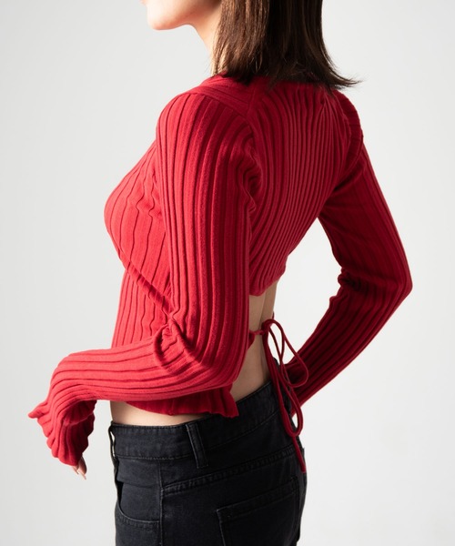 A'GEM/9 × .kom 『.KOM/ドットケーオーエム』 クロップバックリボントップス（ニット/セーター）｜.KOM（ドットコム）