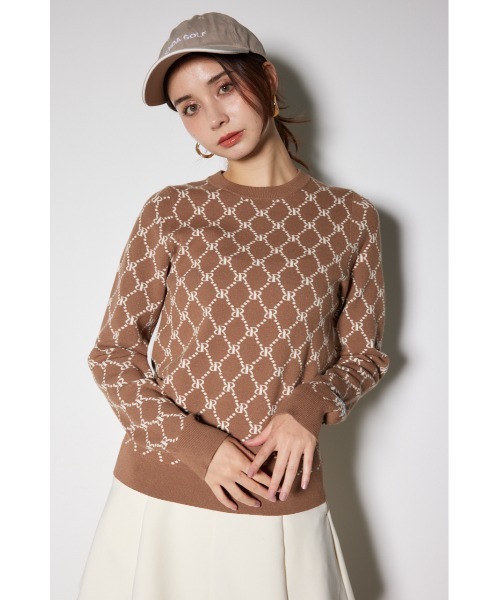 RIENDA GOLF】モノグラムロゴニットトップス 秋服 冬服（ニット
