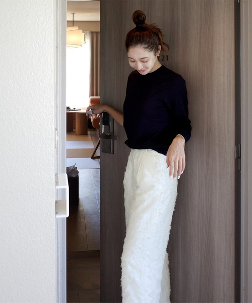 KOBE LETTUCE（コウベレタス）の「[ Reinaさんコラボ ] シャギーワイドパンツ（その他パンツ・レディース・ブラック/オフホワイト・M/TM/PM）」の3枚目の写真