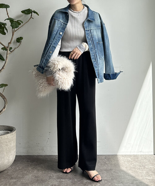 WEB限定】ボンディングワイドパンツ 