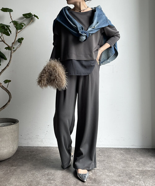 DouDou(ドゥドゥ)の「【WEB限定】ボンディングワイドパンツ(その他パンツ・レディース・ブラック/ベージュ/カーキ・FREE)」の22枚目の写真