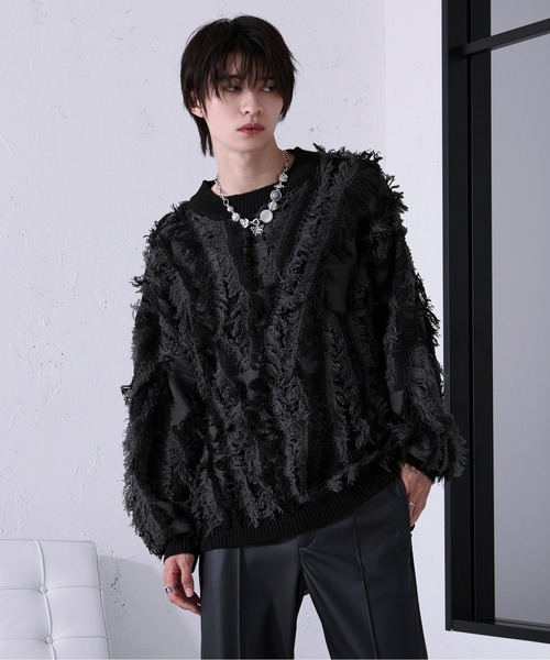ella selectshopキルト風ジャガードプルオーバー ZUCCa / S キルトジャガード / プルオーバー(M black(26)): SALE