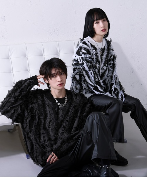 Ellno Loset(エルノロゼット)の「フリンジジャガードプルオーバー(ニット/セーター・メンズ・ブラック/オフホワイト/パープル・SMALL/MEDIUM/LARGE)」の16枚目の写真