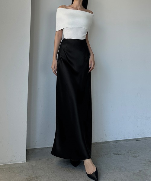 Louere（ルエレ）の「ハイウエストサテンバイヤスナロースカート（スカート・レディース・ホワイト/ブラック/グレー・SMALL/MEDIUM/LARGE/X-LARGE）」の12枚目の写真