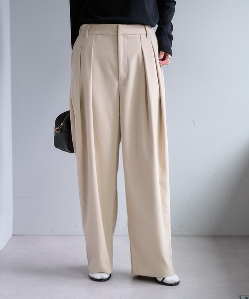 PUAL CE CIN（ピュアルセシン）の「ツータック起毛スラックスパンツ（スラックス・レディース・グレー/ダークブラウン/ベージュ・FREE）」の4枚目の写真