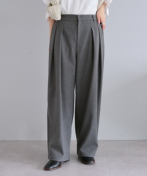 PUAL CE CIN（ピュアルセシン）の「ツータック起毛スラックスパンツ（スラックス・レディース・グレー/ダークブラウン/ベージュ・FREE）」の11枚目の写真